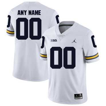 Mens Michigan Wolverines White Customized College Football Jersey